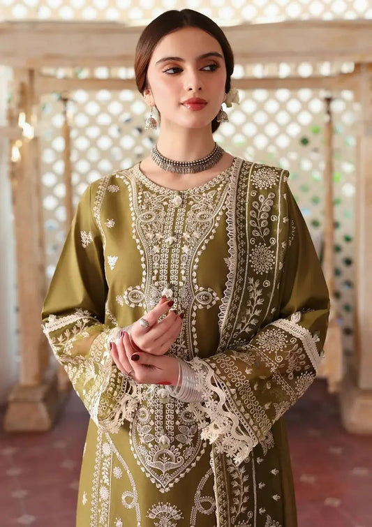 3 Piece Unstitched Heavy Embroidered Lawn Suit (Full Embroidered Chiffon Dupatta) NR-590