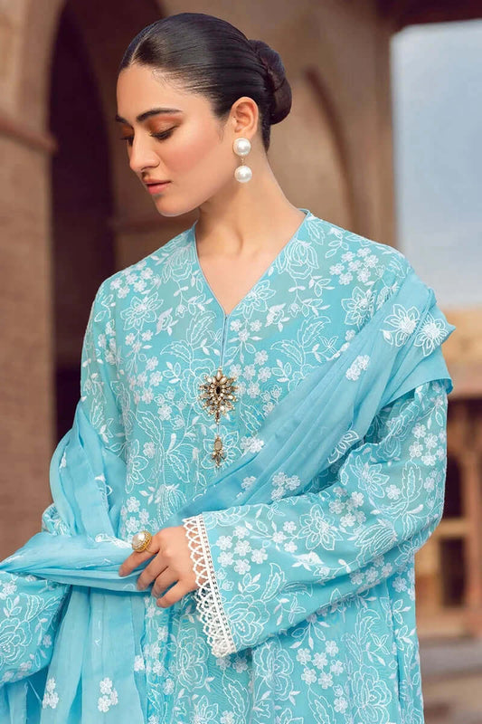 3 Piece Unstitched Heavy Embroidered Lawn Suit (Fully Embroidered Chiffon Dupatta)