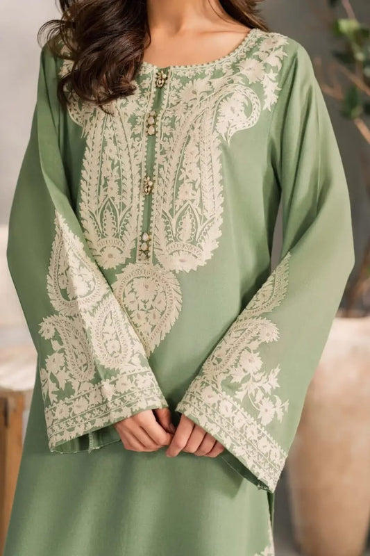 3 Piece Unstitched Heavy Embroidered Lawn Suit (Plain Bamber Chiffon Dupatta)