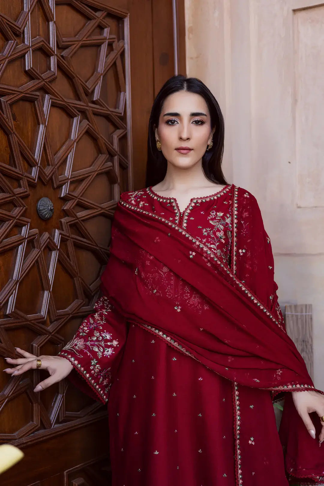 3 Piece Unstitched Heavy Embroidered Lawn Suit (Full Embroidered Chiffon Dupatta)