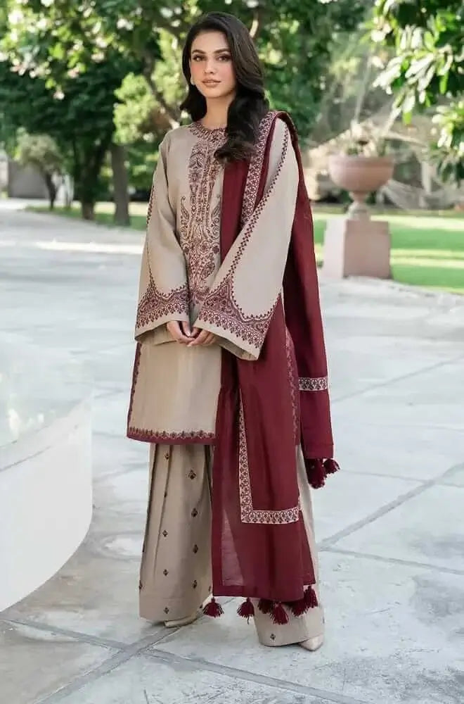 3 Piece Unstitched Heavy Embroidered Lawn Suit (Embroidered Lawn Dupatta)