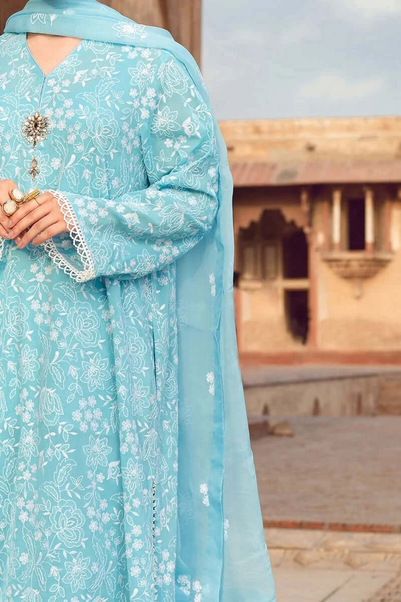 3 Piece Unstitched Heavy Embroidered Lawn Suit (Fully Embroidered Chiffon Dupatta)