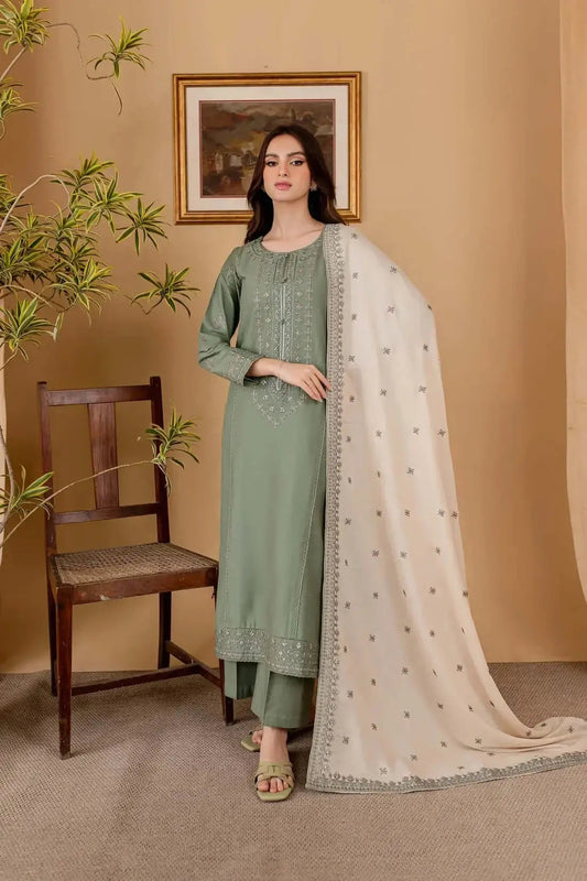 3 Piece Unstitched Heavy Embroidered Lawn Suit (Embroidered Lawn Dupatta)