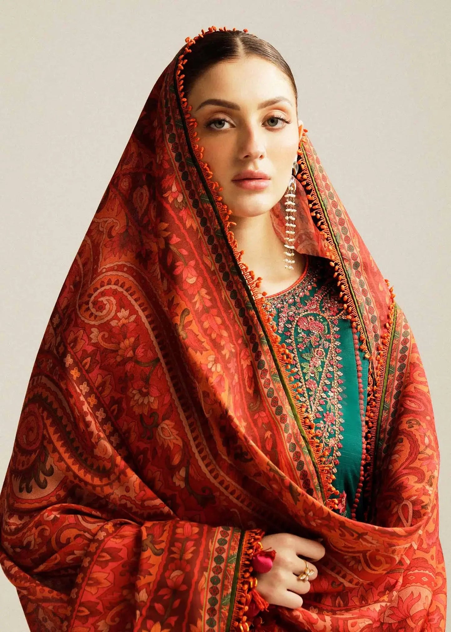 3 Piece Unstitched Heavy Embroidered Lawn Suit (Printed Lawn Dupatta)
