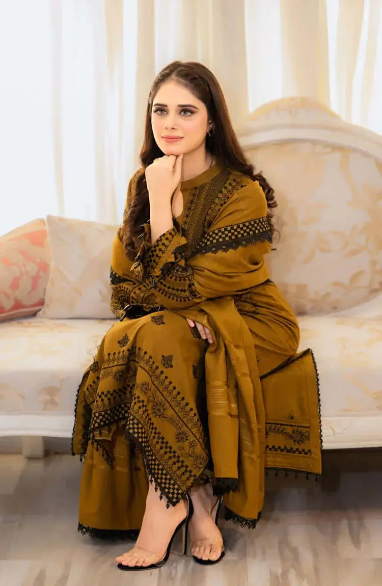 3 Piece Unstitched Heavy Embroidered Lawn Suit (Four-Sided Embroidered Lawn Dupatta)