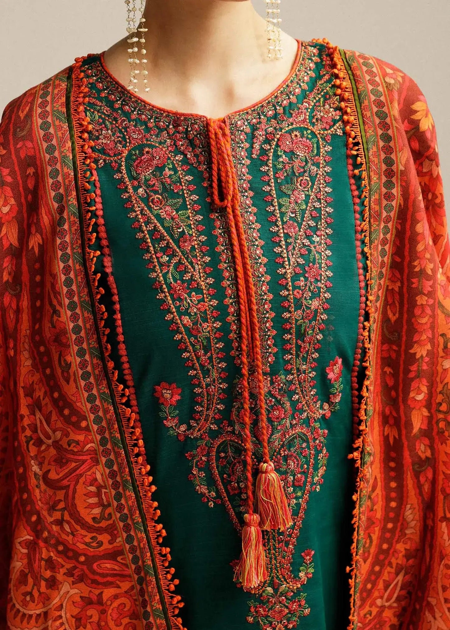 3 Piece Unstitched Heavy Embroidered Lawn Suit (Printed Lawn Dupatta)