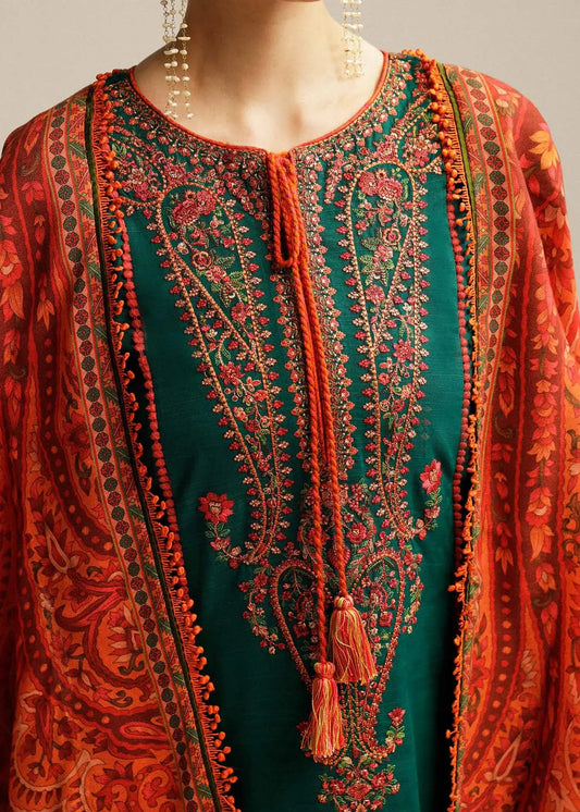 3 Piece Unstitched Heavy Embroidered Lawn Suit (Printed Lawn Dupatta)