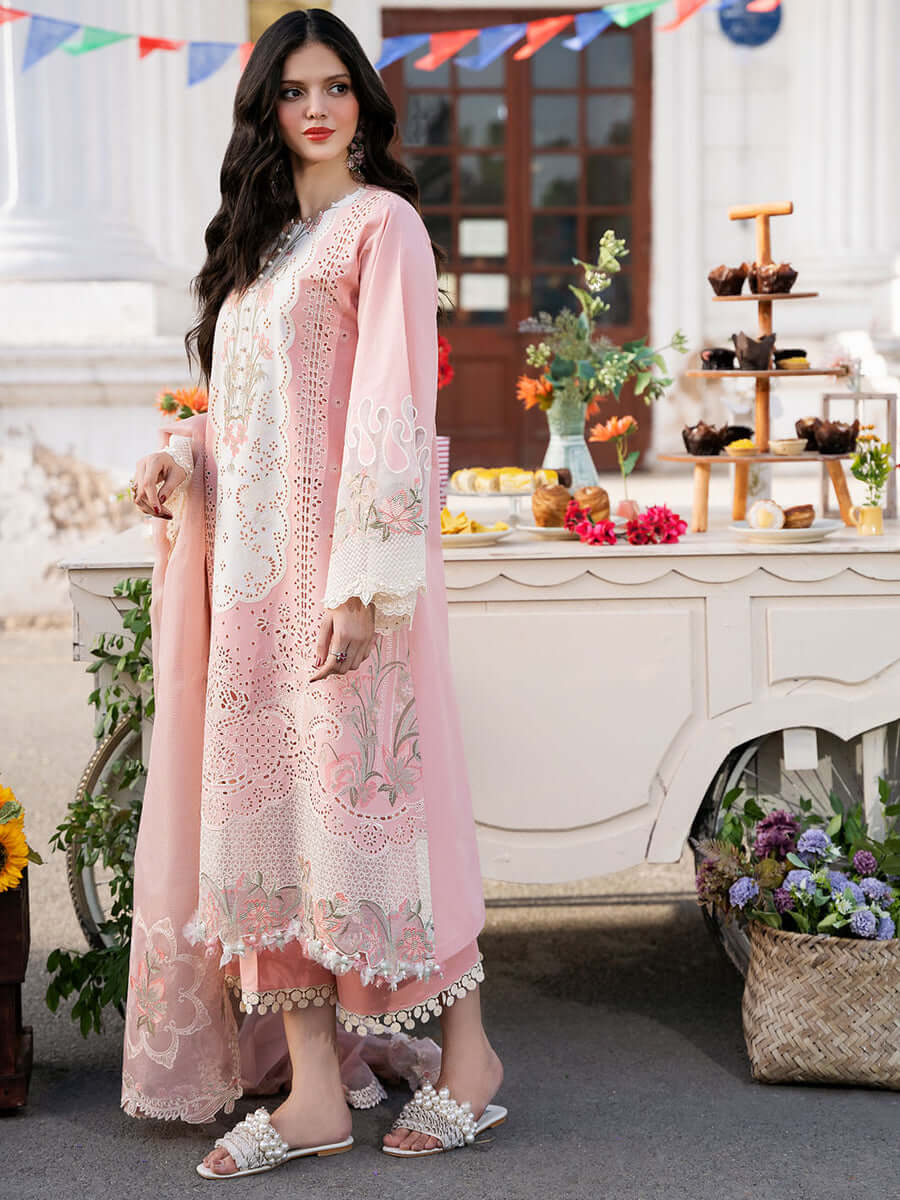 3 Piece Unstitched Heavy Embroidered Chickan Kari Lawn Suit (Full Embroidered Organza Dupatta)