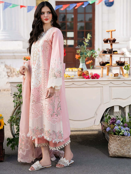 3 Piece Unstitched Heavy Embroidered Chickan Kari Lawn Suit (Full Embroidered Organza Dupatta)