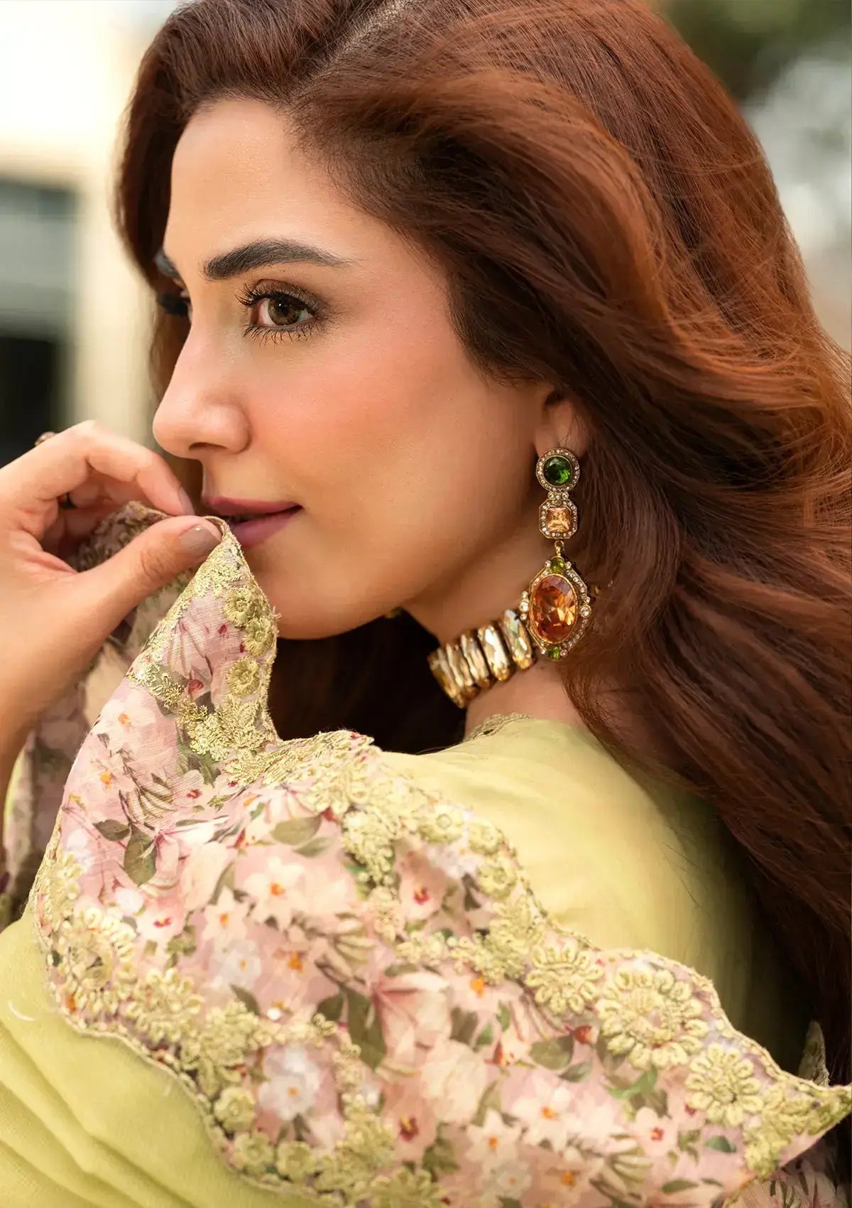 3 Piece Unstitched Heavy Embroidered Chickan Kari Lawn Suit (Four-sided Embroidered Cotton Net Dupatta) NQ-2720