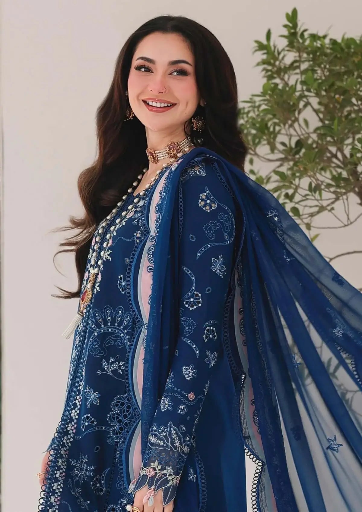 3 Piece Unstitched Heavy Embroidered Lawn Suit  (Four-sided Embroidered Chiffon Dupatta)