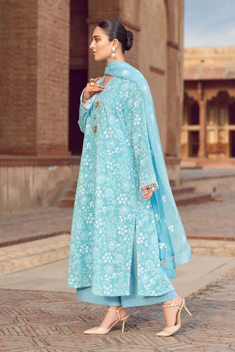 3 Piece Unstitched Heavy Embroidered Lawn Suit (Fully Embroidered Chiffon Dupatta)