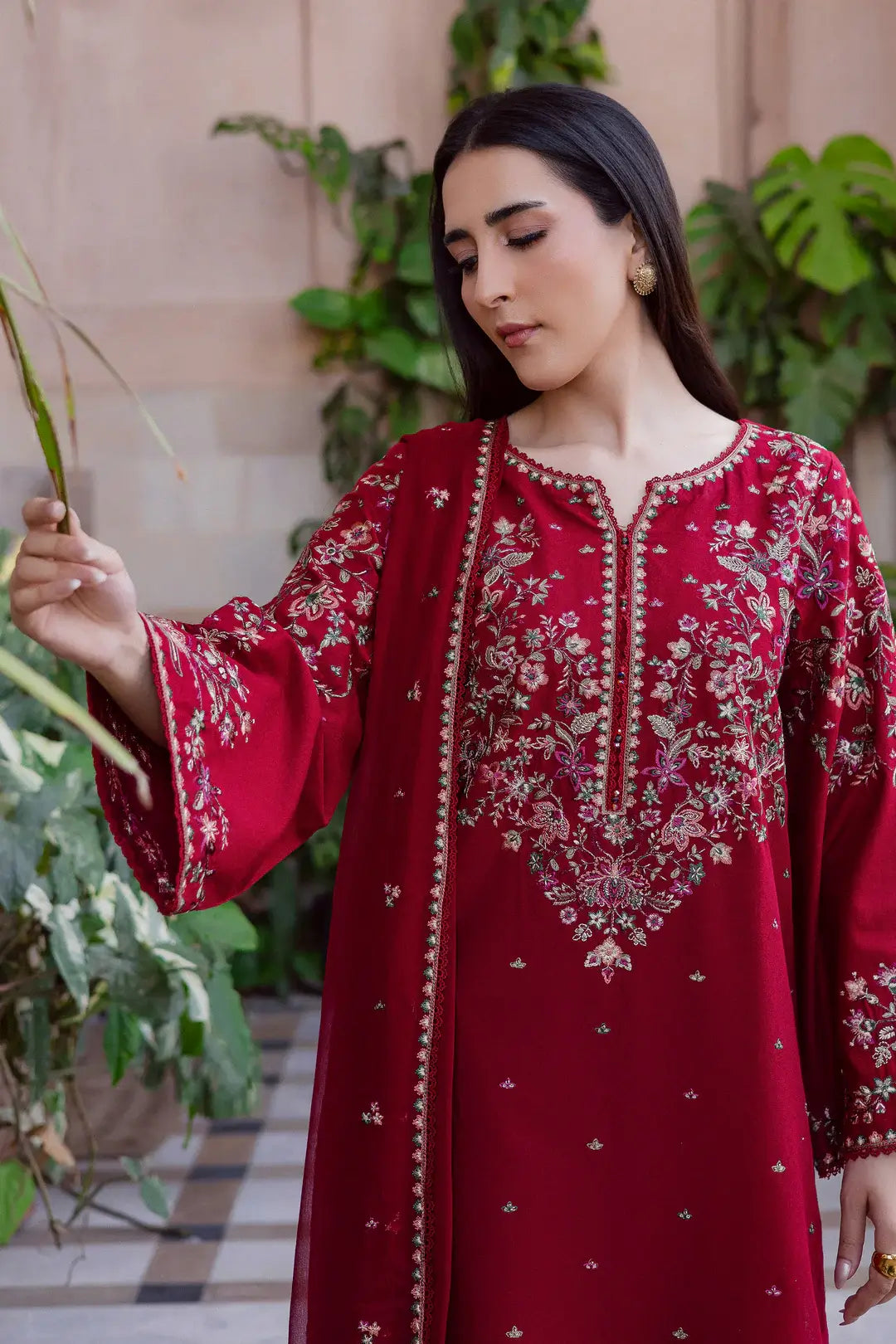 3 Piece Unstitched Heavy Embroidered Lawn Suit (Full Embroidered Chiffon Dupatta)