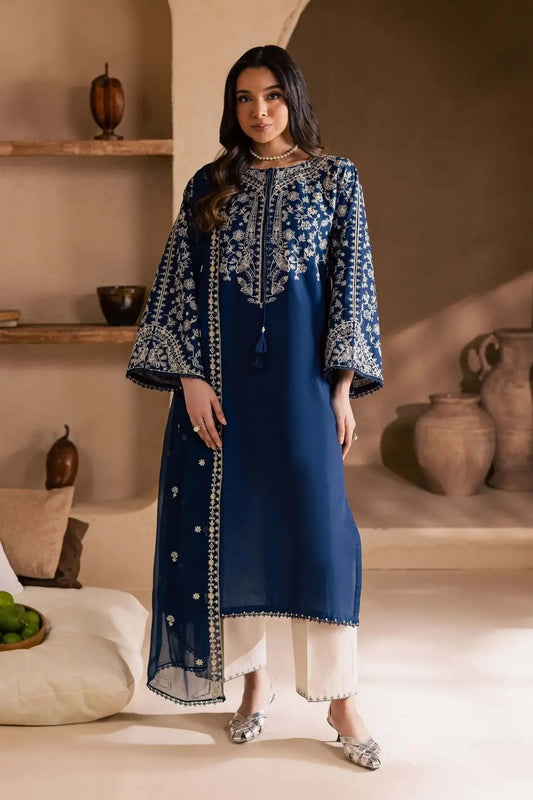 3 Piece Unstitched Heavy Embroidered Lawn Suit (Full Embroidered Chiffon Dupatta)