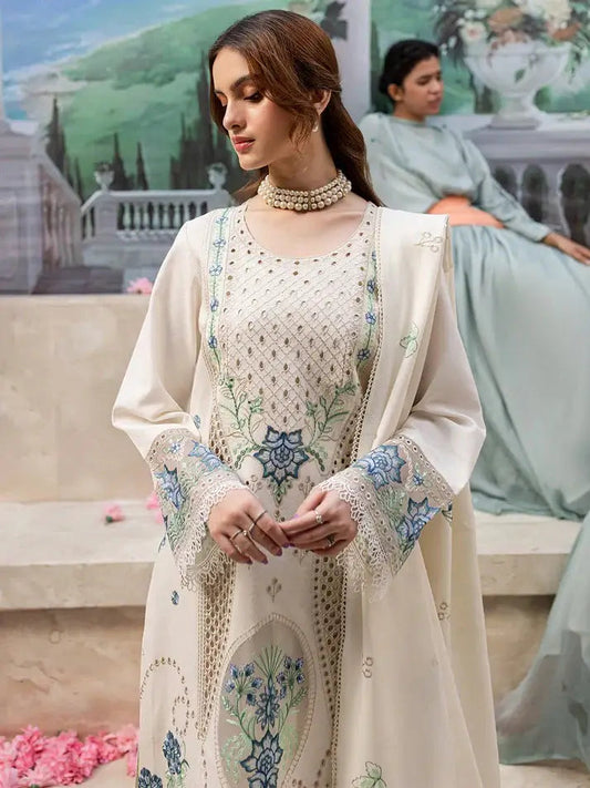 3 Piece Unstitched Heavy Embroidered Chickan Kari Lawn Suit (Four-sided Embroidered Lawn Dupatta)