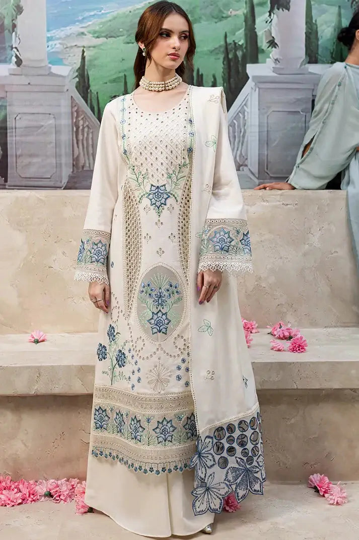 3 Piece Unstitched Heavy Embroidered Chickan Kari Lawn Suit (Four-sided Embroidered Lawn Dupatta)