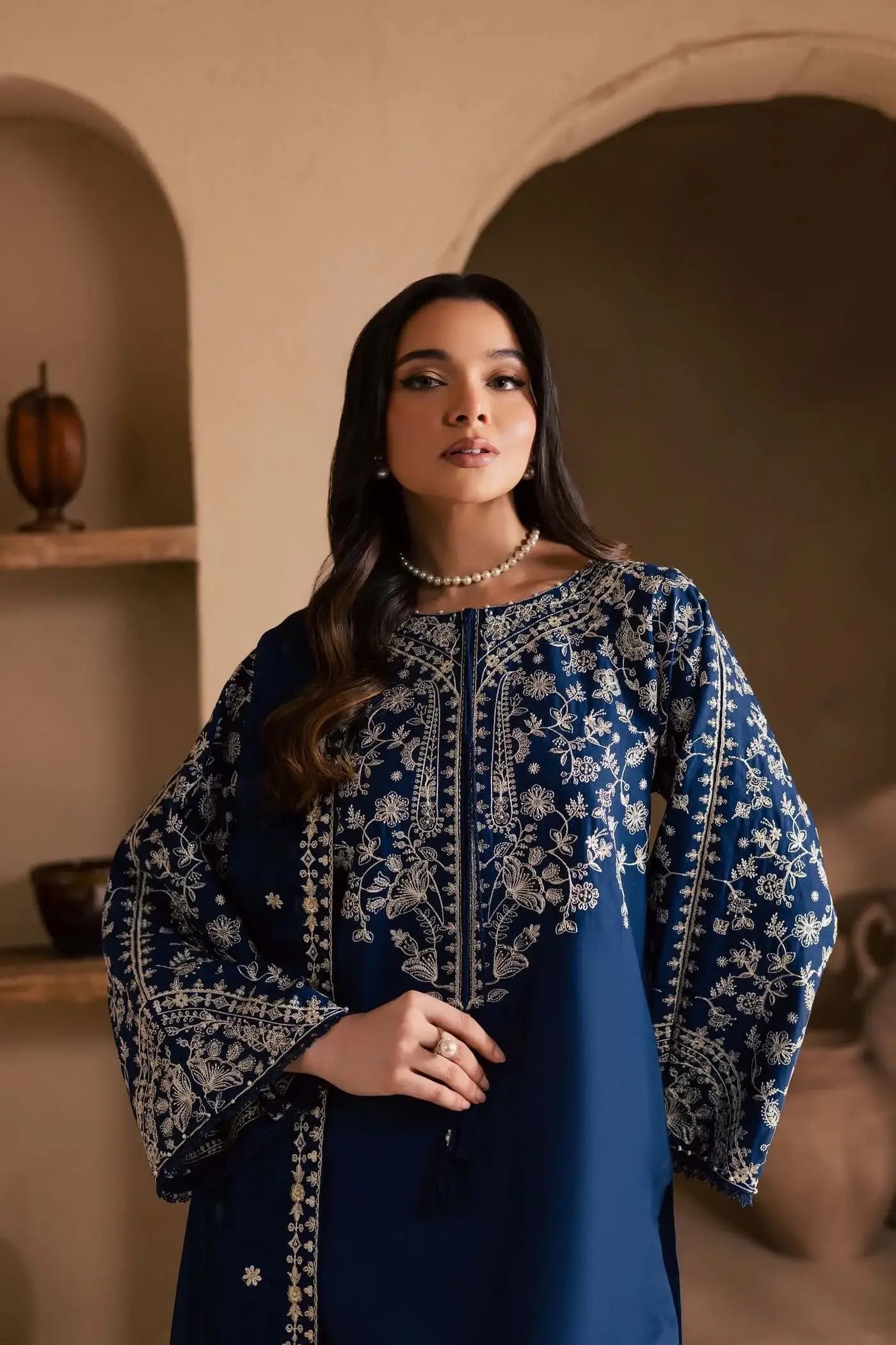 3 Piece Unstitched Heavy Embroidered Lawn Suit (Full Embroidered Chiffon Dupatta)