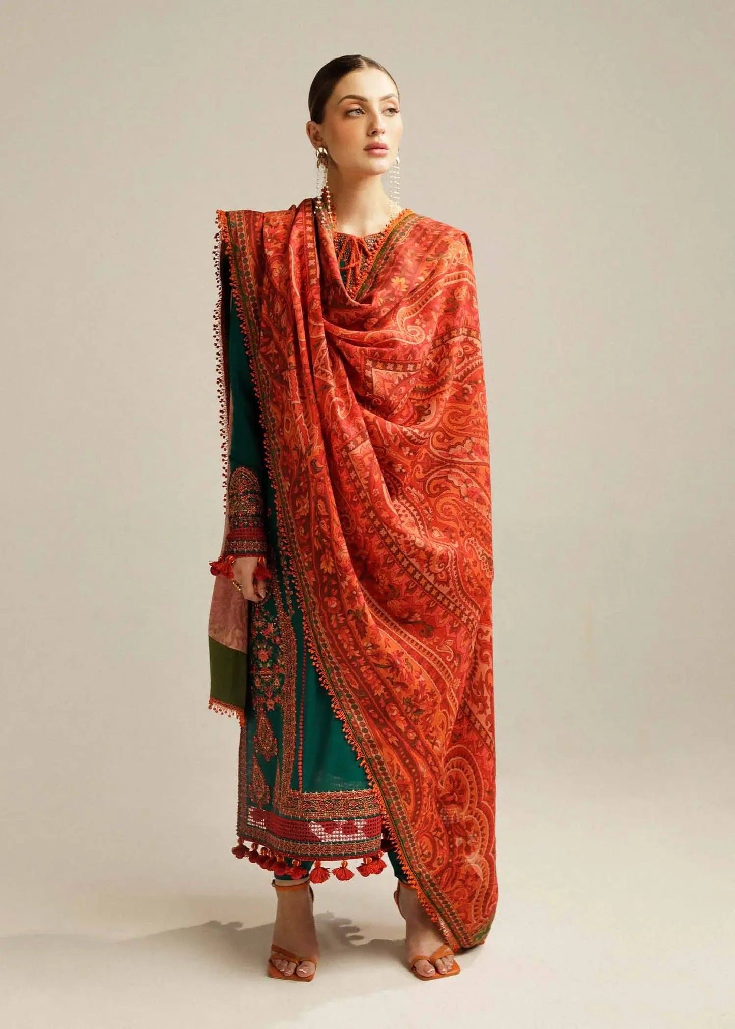 3 Piece Unstitched Heavy Embroidered Lawn Suit (Printed Lawn Dupatta)