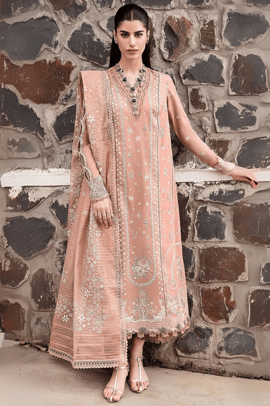 3 Piece Unstitched Heavy Embroidered Lawn Suit (Heavy Embroidered Cotton Net Dupatta) QL-2785