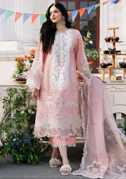 3 Piece Unstitched Heavy Embroidered Chickan Kari Lawn Suit (Full Embroidered Organza Dupatta)