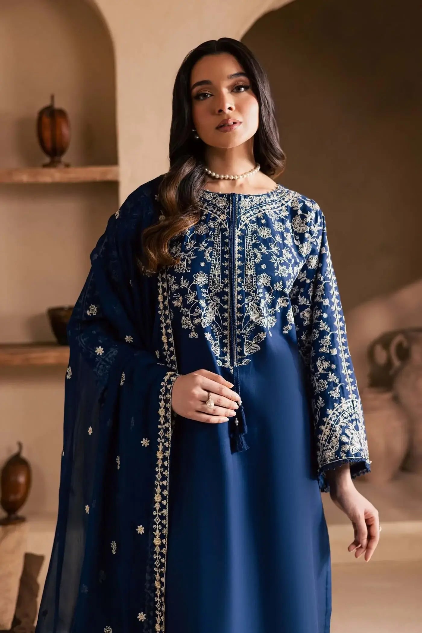 3 Piece Unstitched Heavy Embroidered Lawn Suit (Full Embroidered Chiffon Dupatta)