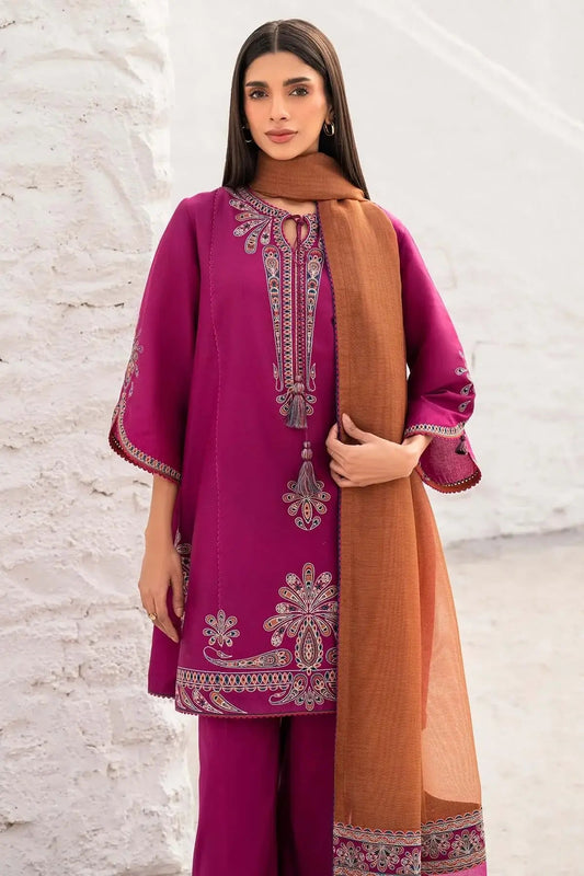 3 Piece Unstitched Heavy Embroidered Lawn Suit (Four-sided Printed Embroidered Chiffon Dupatta)