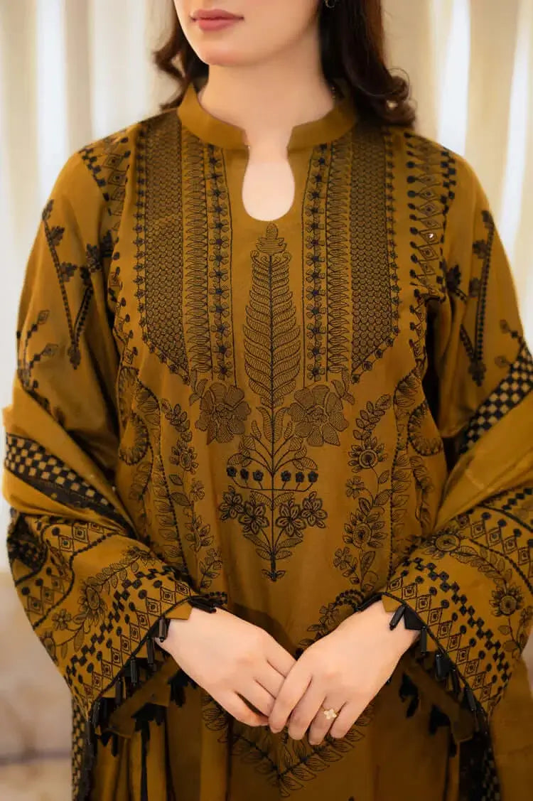 3 Piece Unstitched Heavy Embroidered Lawn Suit (Four-Sided Embroidered Lawn Dupatta)